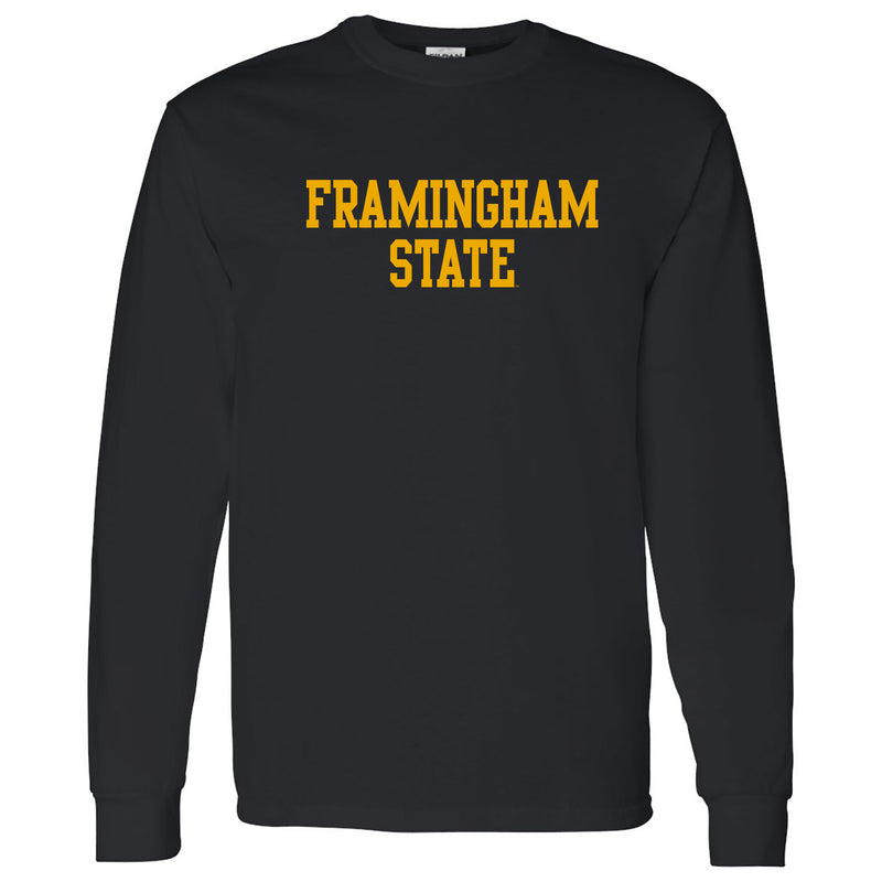 Framingham State University Rams Basic Block Long Sleeve T Shirt - Black