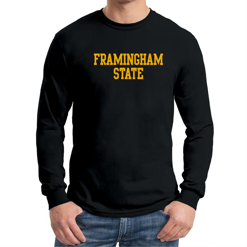 Framingham State University Rams Basic Block Long Sleeve T Shirt - Black