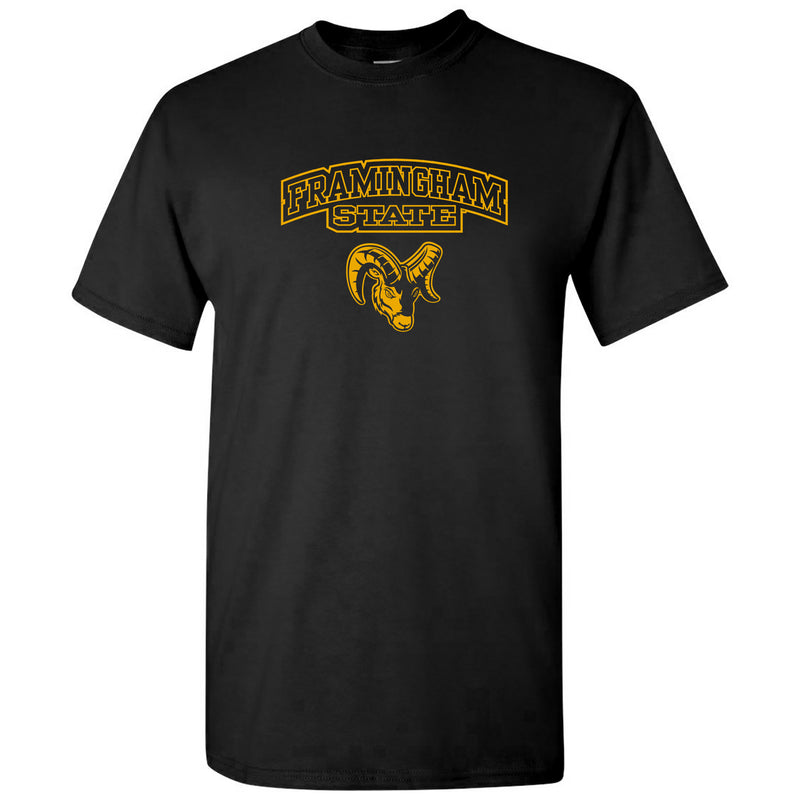 Framingham State University Rams Arch Logo Short Sleeve T Shirt - Black