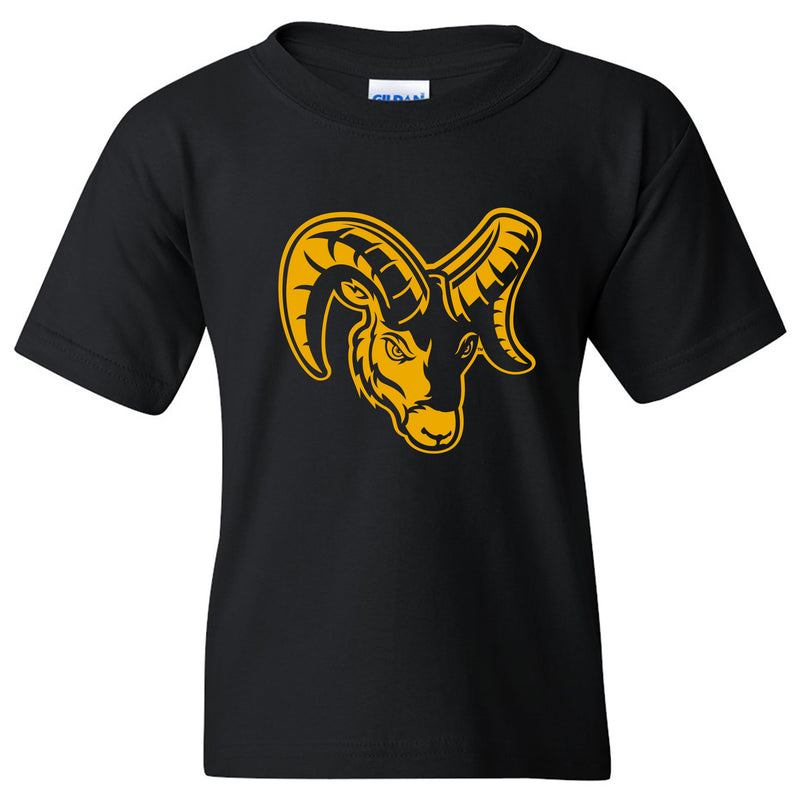 Framingham State University Rams Primary Logo Youth Short Sleeve T Shirt - Black