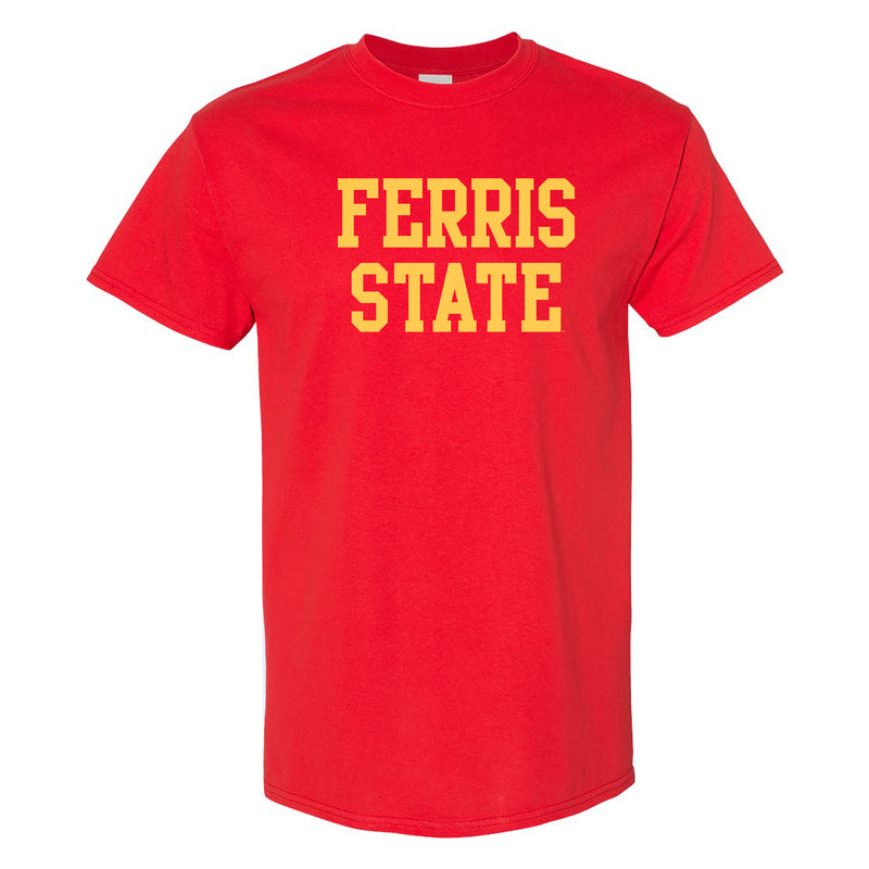 Ferris State University Bulldogs Basic Block Short Sleeve T Shirt - Red