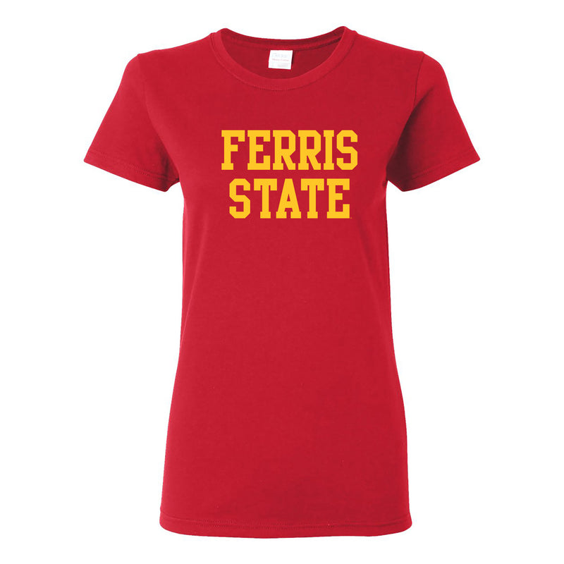 Ferris State University Bulldogs Basic Block Womens T Shirt - Red