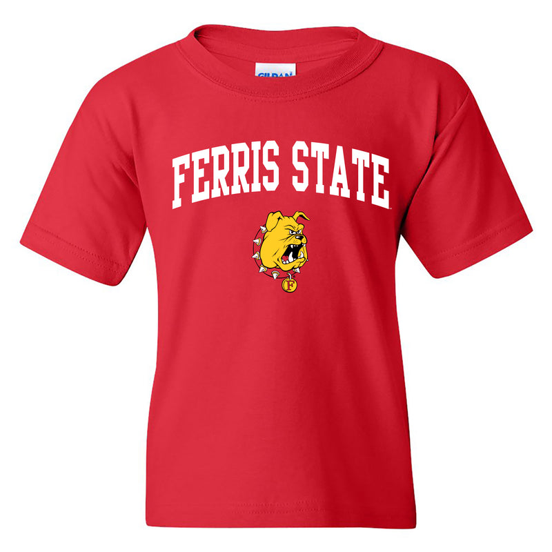 Ferris State University Bulldogs Arch Logo Youth T Shirt - Red