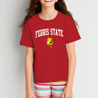 Ferris State University Bulldogs Arch Logo Youth T Shirt - Red