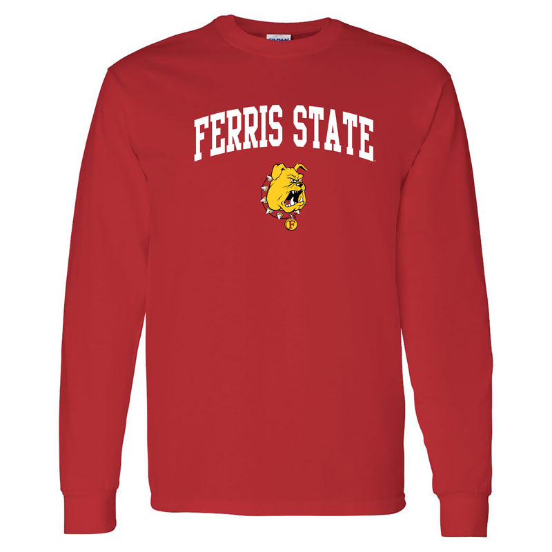 Ferris State University Bulldogs Arch Logo Long Sleeve T Shirt - Red
