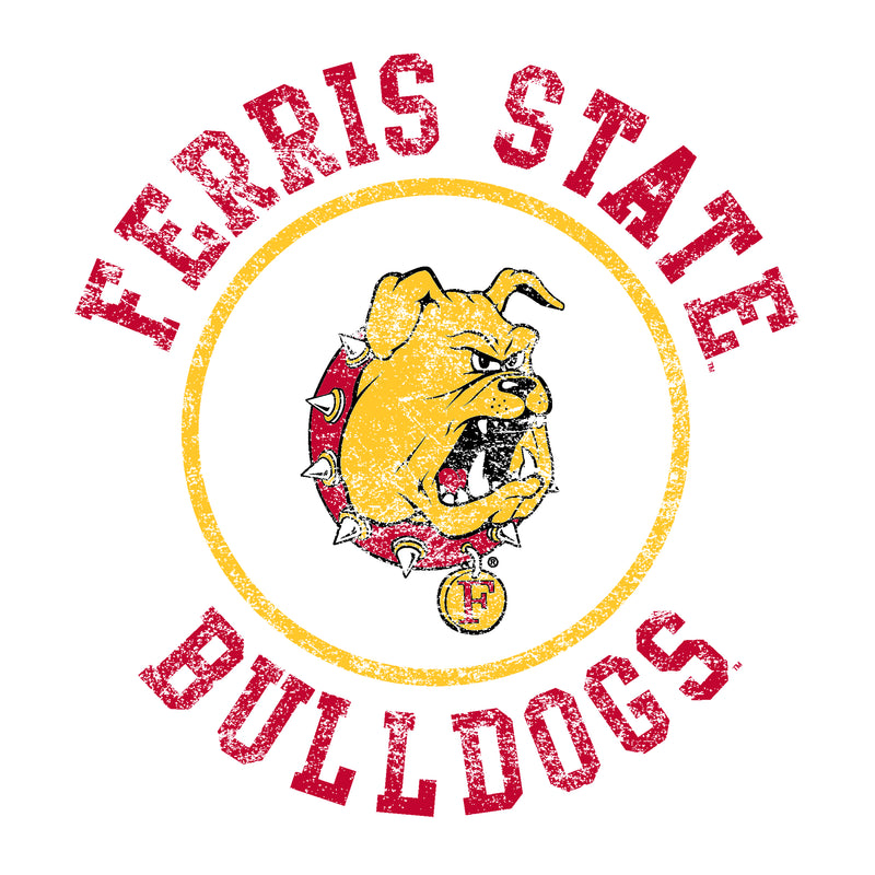 Ferris State Bulldogs Distressed Circle Logo Womens Long Sleeve T Shirt - White