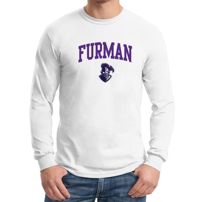 Furman University Paladins Arch Logo Long Sleeve T Shirt - White