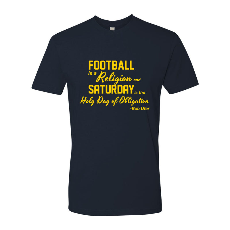 Football is a Religion University of Michigan Next Level Premium Short Sleeve T Shirt - Midnight Navy