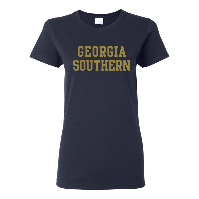 Georgia Southern University Eagles Basic Block Cotton Womens T-Shirt - Navy