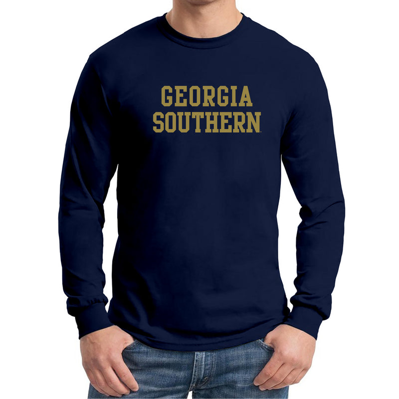 Georgia Southern University Eagles Basic Block Cotton Long Sleeve T-Shirt - Navy