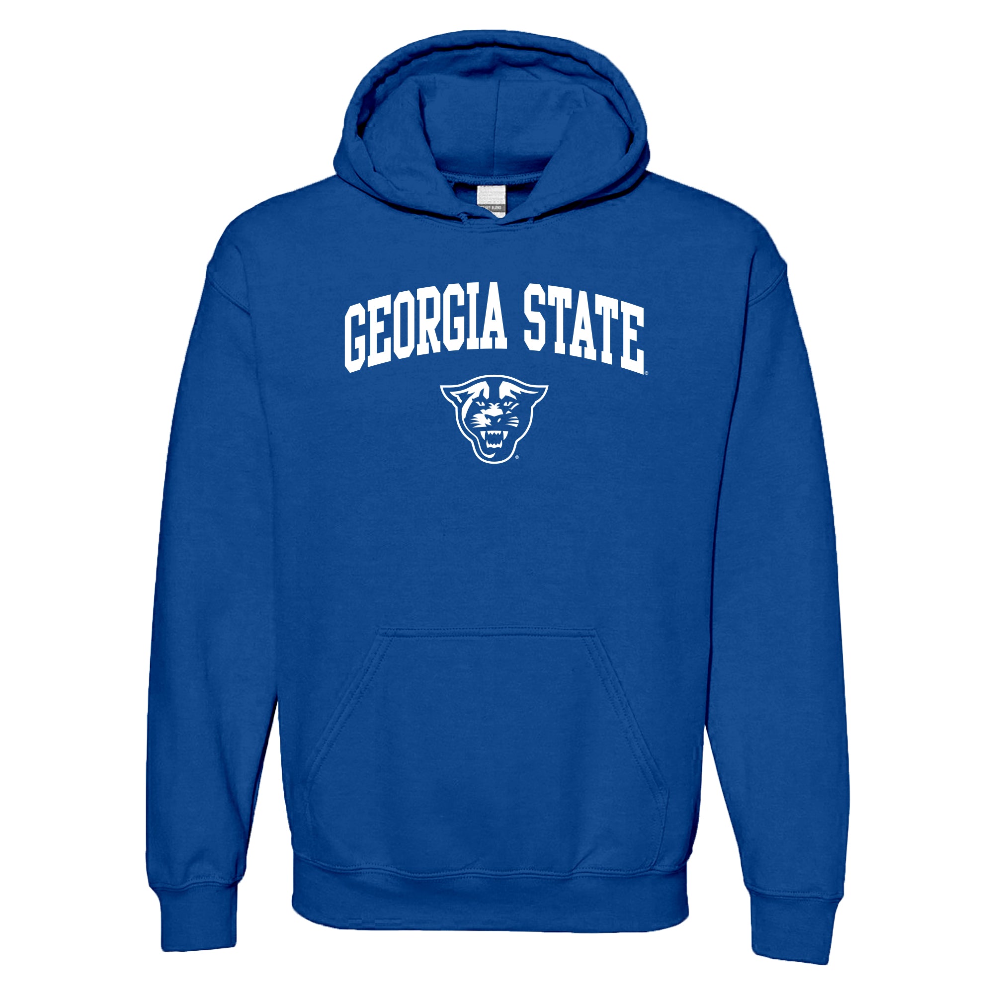 georgia state university gear Georgia State University Panthers Arch Logo Heavy Blend Hoodie in Blue | Size: Small