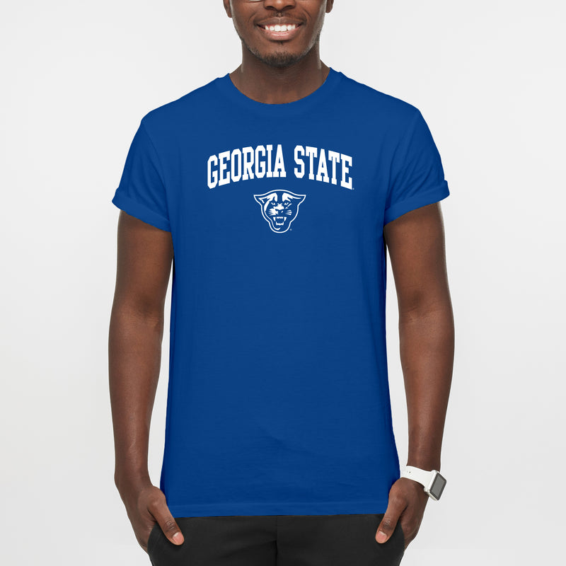 Georgia State University Panthers Arch Logo Short Sleeve T Shirt - Royal