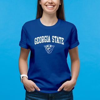 Georgia State University Panthers Arch Logo Short Sleeve T Shirt - Royal