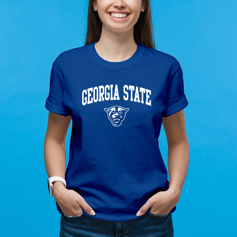 Georgia State University Panthers Arch Logo Short Sleeve T Shirt - Royal