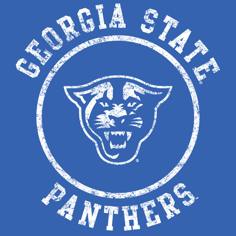 Georgia State University Panthers Distressed Circle Logo Short Sleeve T Shirt - Royal