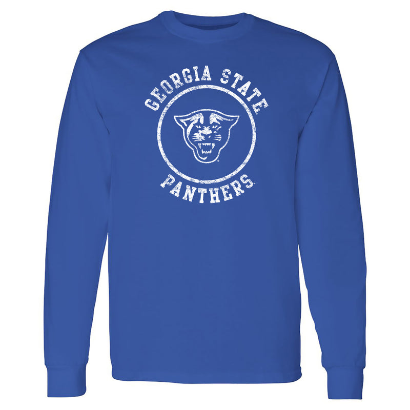 Georgia State University Panthers Distressed Circle Logo Long Sleeve T-Shirt - Royal