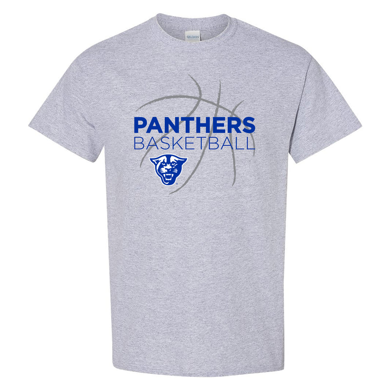 Georgia State University Panthers Basketball Sketch Basic Cotton Short Sleeve T Shirt - Sport Grey