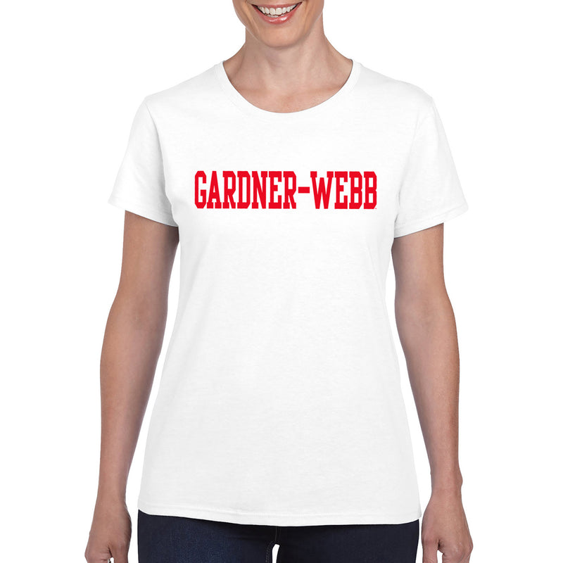 Gardner-Webb University Bulldogs Basic Block Cotton Short Sleeve Womens T Shirt - White