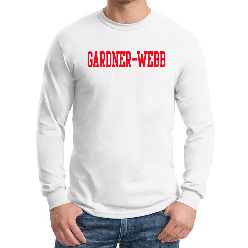 Gardner-Webb University Bulldogs Basic Block Cotton Long Sleeve T Shirt - White