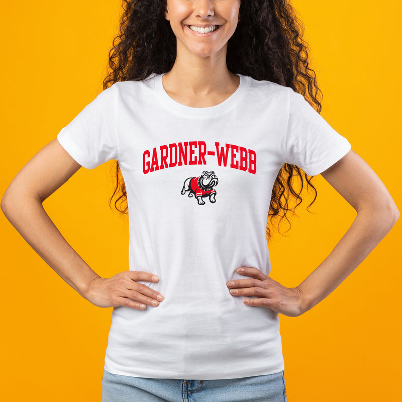 Gardner-Webb University Bulldogs Arch Logo Basic Cotton Short Sleeve Womens T Shirt - White