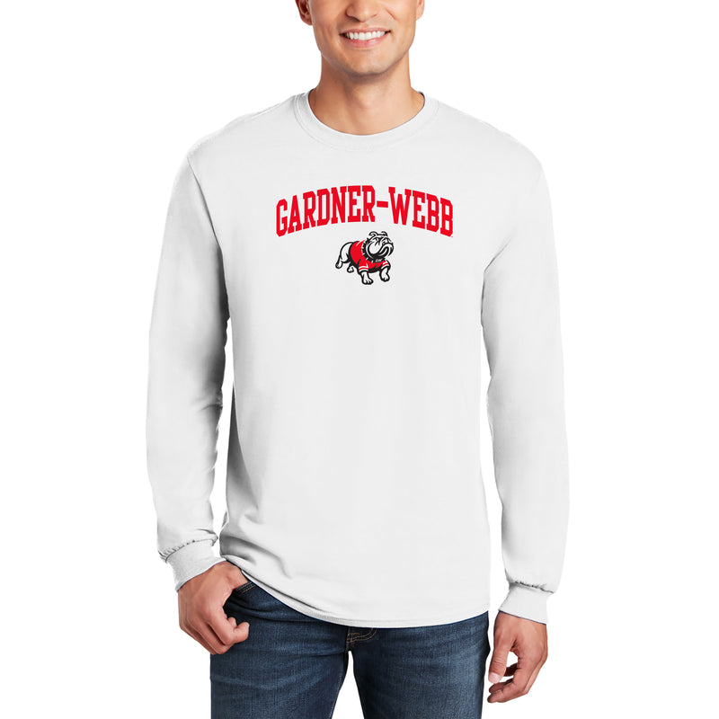 Gardner-Webb University Bulldogs Arch Logo Basic Cotton Long Sleeve T Shirt - White