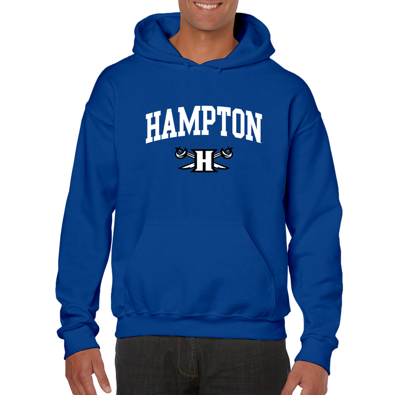 Hampton University Pirates Arch Logo Heavy Blend Hoodie - Royal