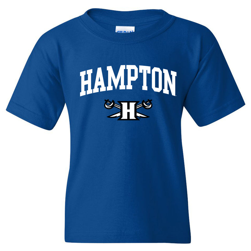Hampton University Pirates Arch Logo Youth Short Sleeve T Shirt - Royal