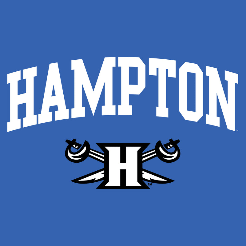 Hampton University Pirates Arch Logo Womens Short Sleeve T Shirt - Royal