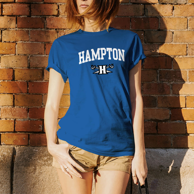 Hampton University Pirates Arch Logo Short Sleeve T-Shirt - Royal