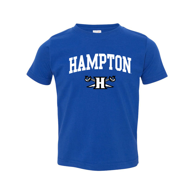 Hampton University Pirates Arch Logo Toddler Short Sleeve T Shirt - Royal