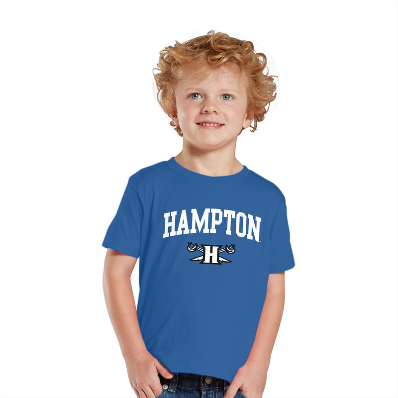 Hampton University Pirates Arch Logo Toddler Short Sleeve T Shirt - Royal