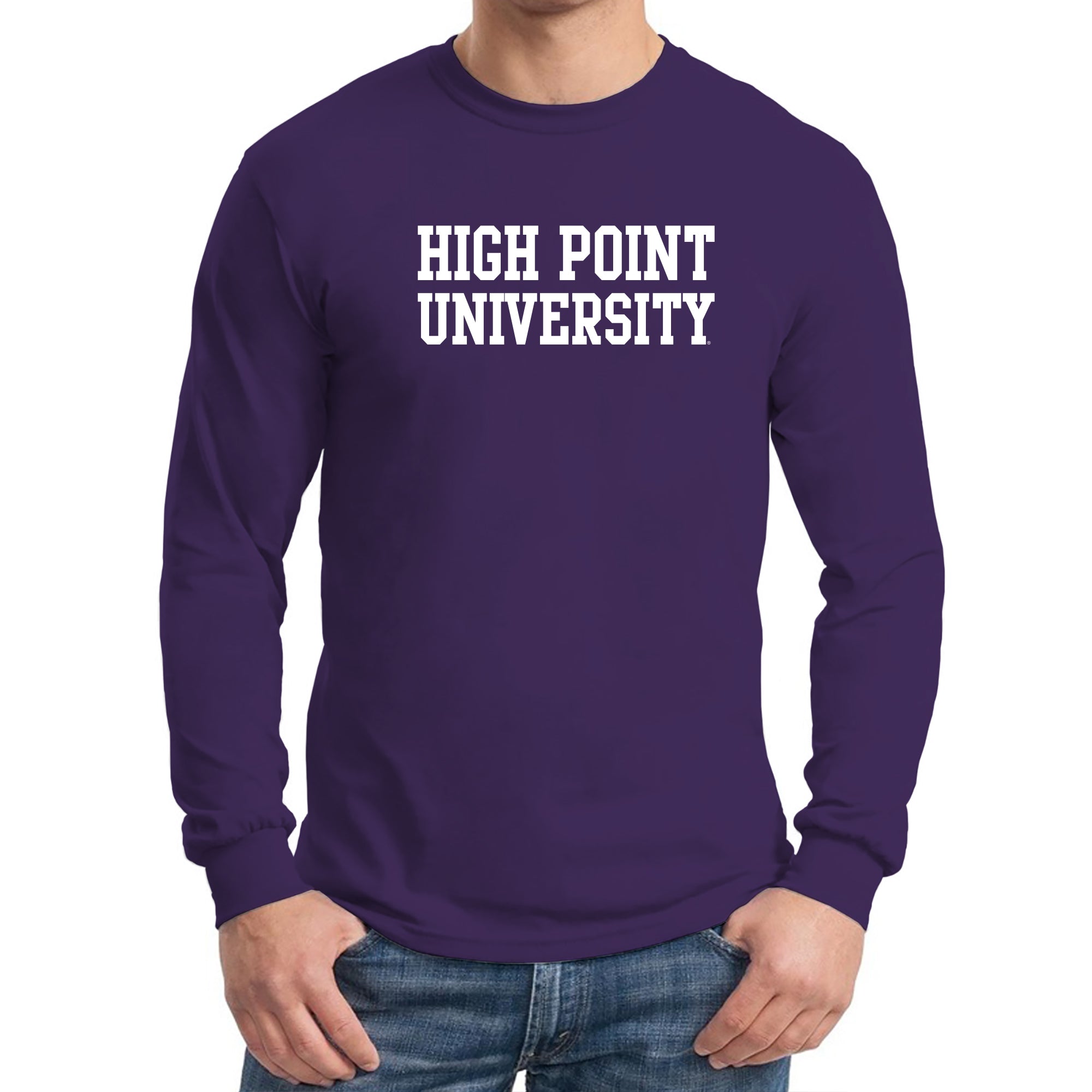 High Point University Panthers Basic Block Long Sleeve T Shirt Purple