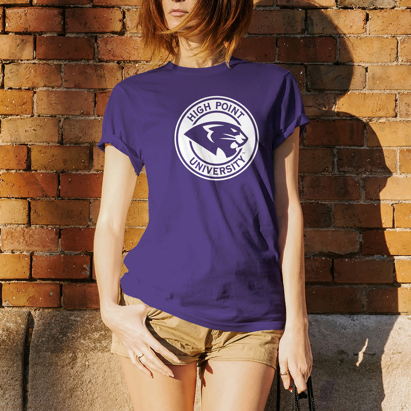 High Point University Panthers Arch Logo Short Sleeve T Shirt - Purple