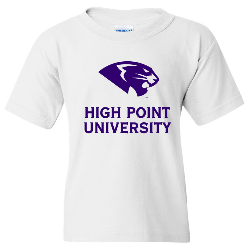 High Point University Panthers Primary Logo Short Sleeve Youth T Shirt - White