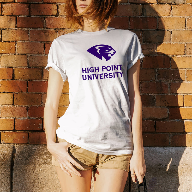 High Point University Panthers Primary Logo Short Sleeve T Shirt - White