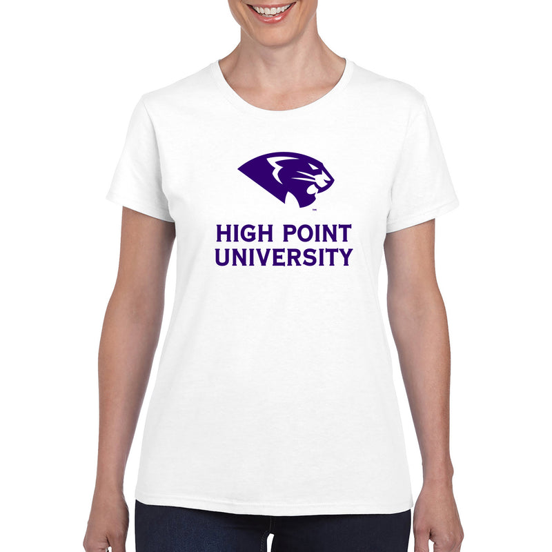 High Point University Panthers Primary Logo Short Sleeve Womens T Shirt - White