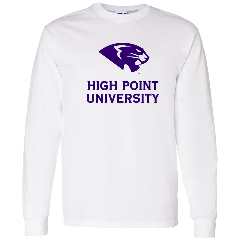 High Point University Panthers Primary Logo Long Sleeve T Shirt - White