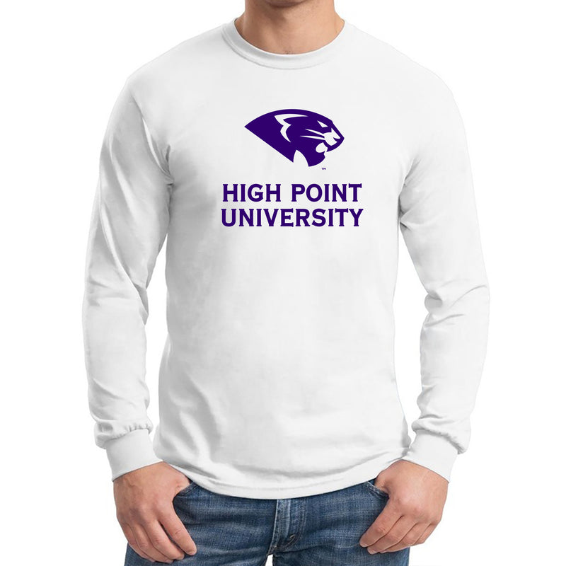 High Point University Panthers Primary Logo Long Sleeve T Shirt - White