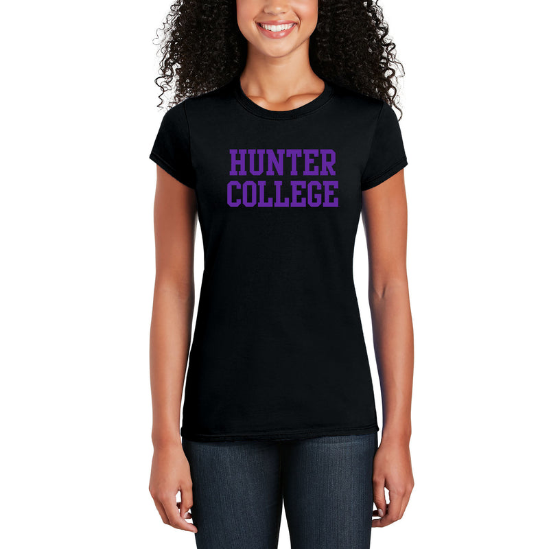 Hunter College Hawks Basic Block Womens T Shirt - Black