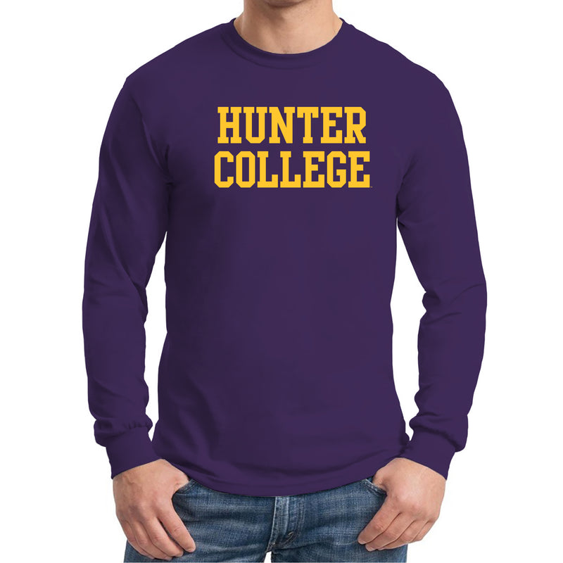 Hunter College Hawks Basic Block Long Sleeve T Shirt - Purple