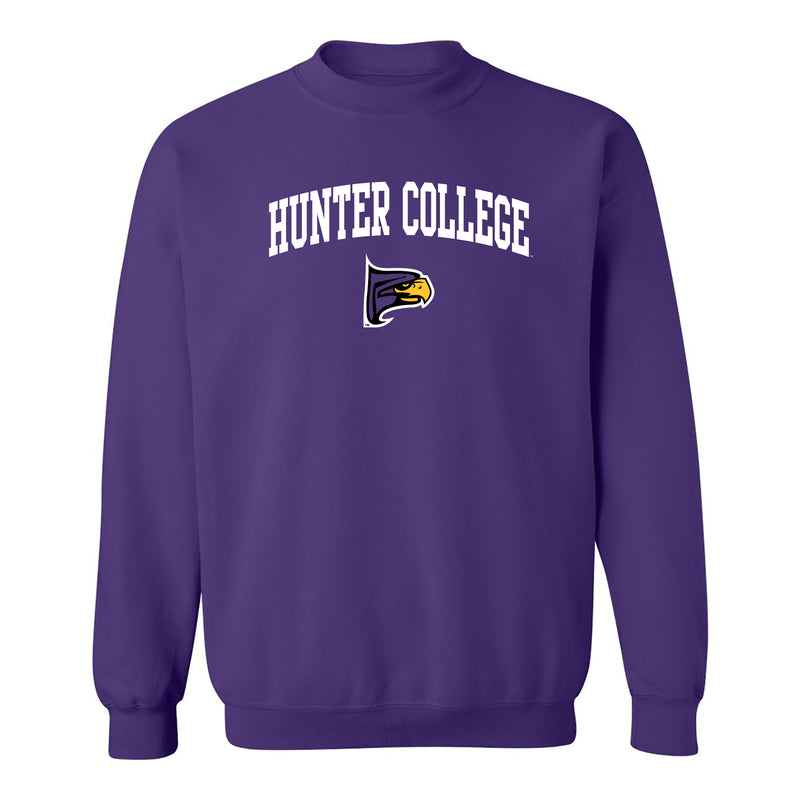 Hunter College Hawks Arch Logo Crewneck Sweatshirt - Purple