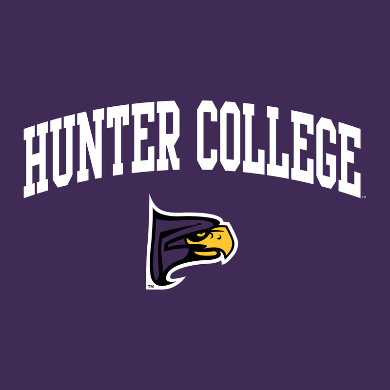 Hunter College Hawks Arch Logo Long Sleeve T Shirt - Purple