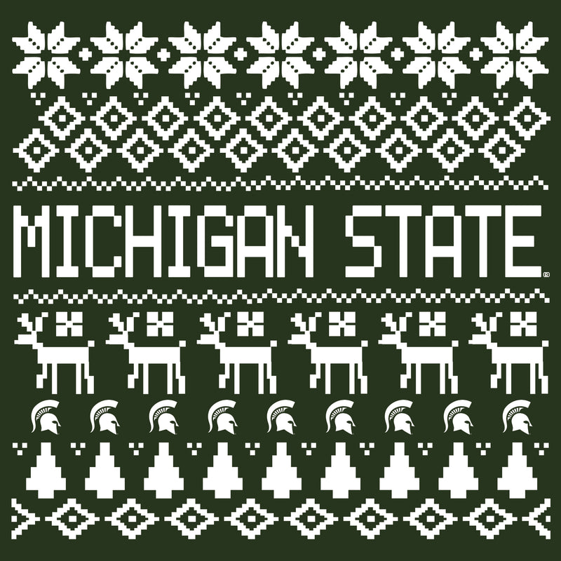 Michigan State University Spartans Holiday Sweater Short Sleeve T-Shirt - Forest