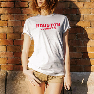 University of Houston Cougars Basic Block Short Sleeve T Shirt - White