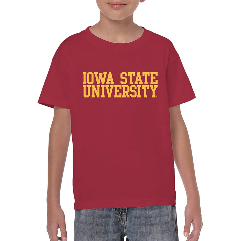 Iowa State University Cyclones Basic Block Cotton Youth Short Sleeve T Shirt - Cardinal