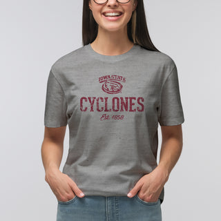Iowa State University Cyclones Established Arch Logo Short Sleeve T Shirt - Sport Grey