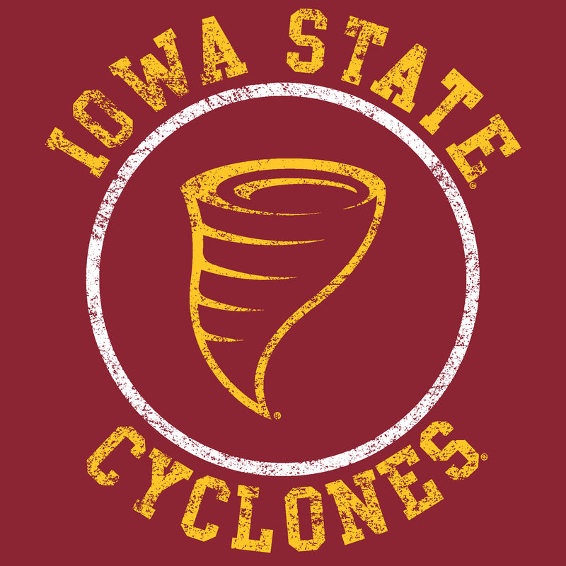 Iowa State University Cyclones Distressed Circle Logo Short Sleeve T Shirt - Cardinal