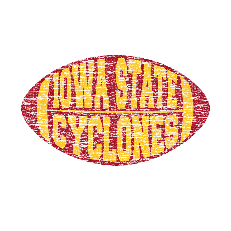 Iowa State University Cyclones Faded Block Football Canvas Triblend T Shirt - Solid White Triblend