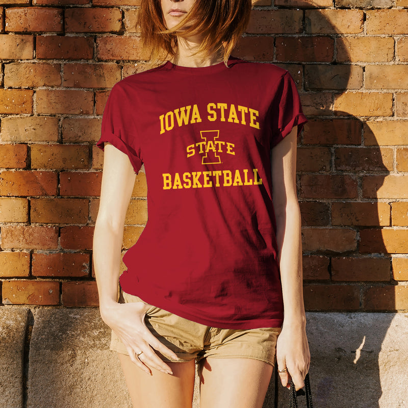 Iowa State University Cyclones Arch Logo Basketball Short Sleeve T Shirt - Cardinal