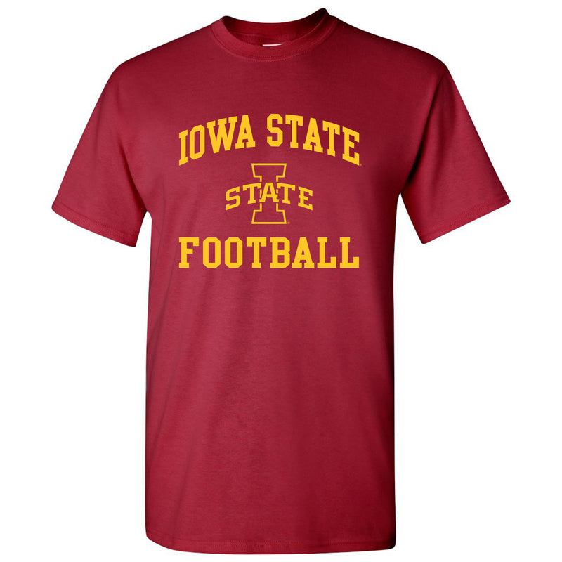 Iowa State University Cyclones Arch Logo Football Short Sleeve T Shirt - Cardinal